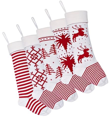 EPIPHQNY Christmas Stockings, 4Pcs Warm Woolen Christmas Socks Seasonal Wool Socks Themed Comfortable Stockings for Home