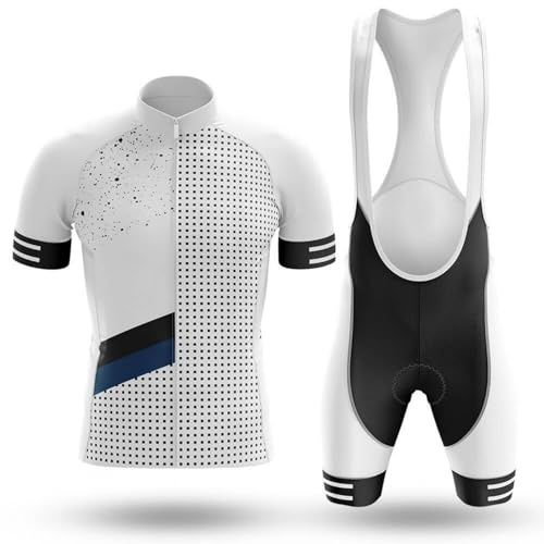Cycling Jersey Set White Cycling Kit for Men Bike Outfit Slim Fit Bike Jersey Cycling Bib Bicycle Shorts Jersey Gift for Cyclist (Cycling Jersey Mens Set, White, L)