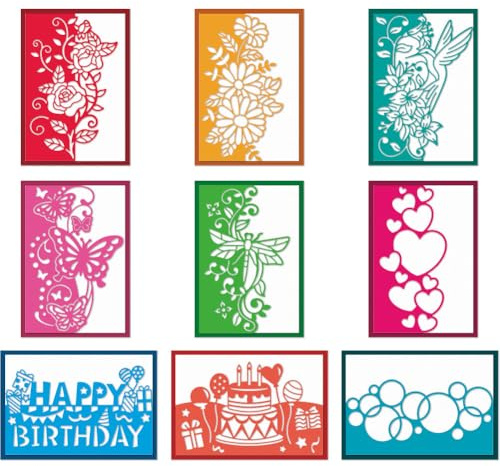 TWINKLEMON 9 Set Mixed Cutting Dies, 9 Style Metal Flowers Butterflies Die Cutting for Card Making, DIY Craft Dies Embossing Tool for Making The Cut Scrapbooking Christmas Cards Birthday