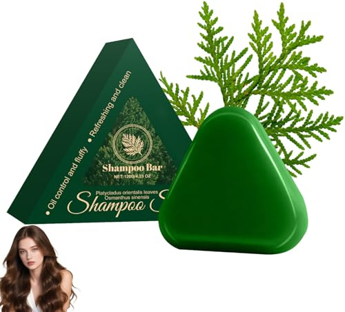 Nature Triangle Shampoo Bar,Nature Seven Green Shampoo,Pflanzliches Festes Shampoobar,Sanfte Reinigung und Nährende Pflege für Frauen Und Männer,Stärkt Glatt Haar,Anti Schuppen Haarshampoo Damen