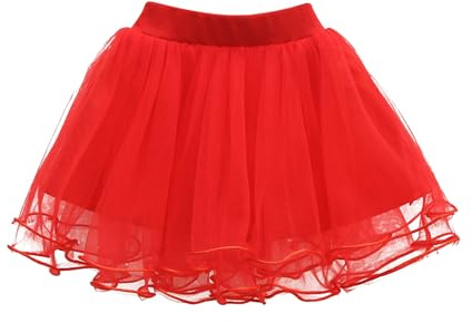 Tüllrock Kinder Tutu Ballettrock Tüll Tütü Rock 50er Rock Festliche Party Tüllrock Mädchen Tanzkleid Klassische Petticoat Karneval Kostüm (Rot, 5-6 Jahre)
