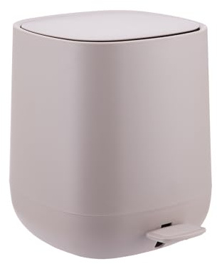 Relaxdays Cestino Bagno 5 l con Chiusura Soft-Close, Secchio Estraibile, Finitura Opaca, a Pedale, Beige 25x21.5x21.5 cm