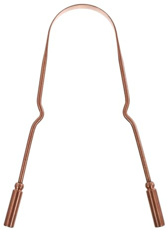 Housoutil Pulitore di Lingua in Rame Massiccio Design Ergonomico, Strumento per Raschiare la Lingua per Igiene Orale e Riduzione Dell’alito Cattivo