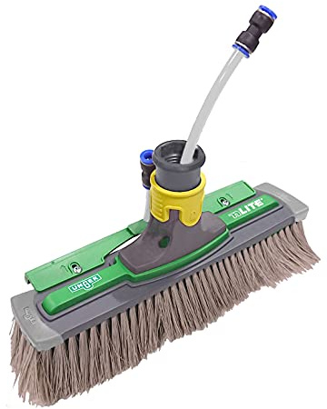 UNGER NLITE Power Brosse complète 41 cm (Non étirable avec tuyau + raccord rapide, tête de brosse pivotante à 180°, brosse avec protection contre les chocs et les bords, nettoyage en eau pure), NUK41