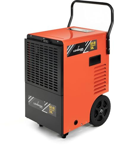 LEHMANN Déshumidificateur Professionnel - Puissance de déshumidification jusqu'à 50 l/jour - Déshumidificateur Industriel - Convient pour les pièces et les caves jusqu'à 120 m²
