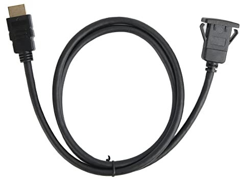 HDMI Male to Female Flush Panel Mount Extension Cable, Car Dashboard Square HDMI Flush Mount Cable, Waterproof and High Speed, for Car, Boat, Motorcycle, etc. (1m/3ft)