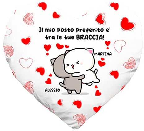 Colorfamily Cuscino SanValentino Personalizzabile a Cuore con nome Il mio posto preferito è tra le tue braccia Innamorati Amore Love