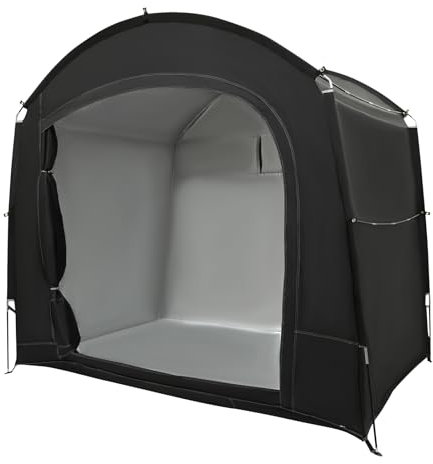 Outdoor Bike Covers Storage Shed Tent 210D Oxford Cloth Freestanding Travel Bike Storage Tent Black 220*150*185cm Outdoor Bike Tent Bicycle & Equipment Portable storage for Motorbike, Garden Tools