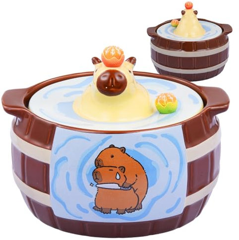 Ciotola per farina d'avena per forno a microonde | fumetto - Cuocere con design Badkapybara - Insalatiera con manici, ciotole per la colazione per mescolare insalate, pasta istantanea