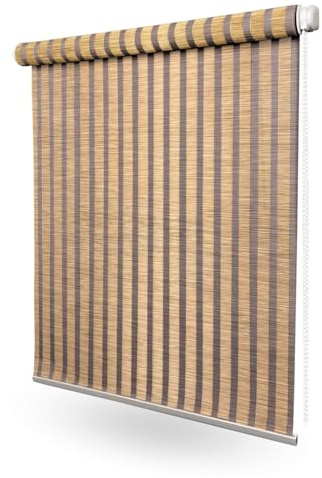 Home-Vision Bali Kollektion Klemmfix Rollo BohoRollo für Fenster & Türen (Hula,B40 x H130 cm) Natur Bambus Optik – ohne Bohren