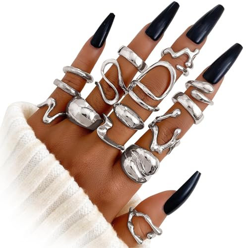 TELAIN Ringe Set Damen Gold, 15 Stück Knuckle In Verschiedenen Stilen, Verstellbare Goldene Ringe, Ideal Als Schmuck Geschenk Für Geburtstag, Valentinstag, Weihnachten