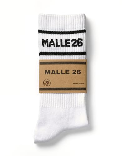 StickyMemes030 Malle 25 strumpor/Mallorca 25 tennisstrumpor storlek 38–45/partystrumpor team Malle/Team Sauf/Malle Gadgets/Malle Outfit, Vit, 38-42
