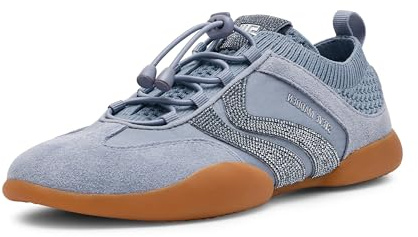 Steve Madden Women's Reboot Sneaker, Light Blue Rhinestone, 7
