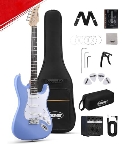 Tostar Electric Guitar Kit for Beginners with 39 Lightweight Body, Blue
