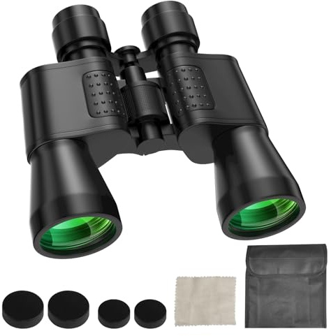 Crynvor 20×50 Fernglas, Fernglas Erwachsene mit BAK9 Prism, Ferngläser mit Trageriemen und Tasche, Feldstecher Vogelbeobachtungs für Naturbeobachtung, Tier, Reise, Konzert(Schwarz, 18.2cm × 20cm)