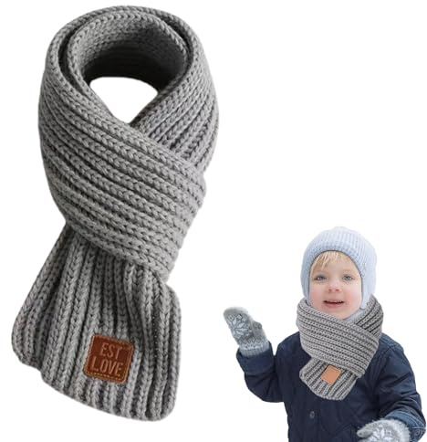 Toddler Scarf Solid Warm Neck Warmer Kids Winter Knit Scarves Soft Long Fashion Children Scarf Knitting Thermal Neckerchief Collar Warp Loop Sticky Scarves Snood for Boys Girls Winter Neck
