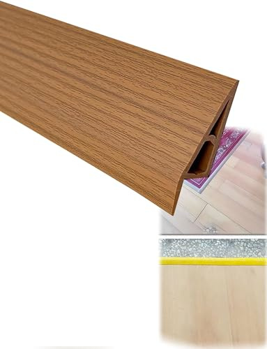 Perfil de transición for suelos, cubierta for juntas de vinilo, perfil autoadhesivo for bordes de moqueta, perfil de borde laminado for puertas y suelos irregulares(Wood,7-10mm 6.6ft)