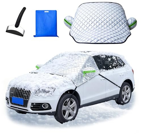 Générique Couverture Pare-Brise Avant Voiture Hiver pour Renault Megane 2003-2025 Wagon/Estate, Bâche Pare Brise Protection Couverture Repliable Anti Givre Neige Glace UV Pluie Soleil, Argent