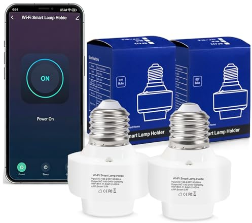 QIACHIP Adattatore per lampada WIFI e27, Smart Light Bulb Socket, portalampada Alexa con timer, adattatore per lampadine Tuya Smart Life, max. 500 W
