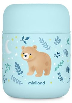 Miniland Contenitore Termico per Alimenti 280 ml in Acciaio Inox, Chiusura Ermetica e Isolamento a Doppia Parete | Bear