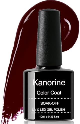 KANORINE Burgundy Red Gel Nail Polish Color Coat Soak-Off UV/LED dark Red Colour Gel PolishNail Art 10ml
