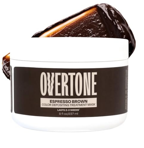 Overtone Semi Permanent Hair Color Conditioner, Espresso Brown, 8 oz, Nourishing, Damage-Free, Color Depositing Mask for All Hair Types with Shea Butter & Coconut Oil, Vegan & Cruelty-Free