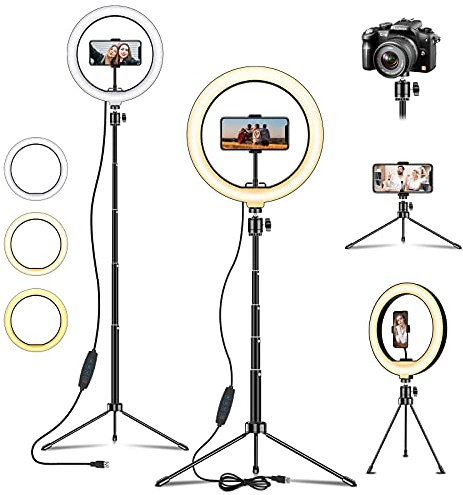 LED Ring Light, Deerfun Luce ad Anello Estendere 54.4 Pollici Treppiedi Luce per Selfie 3 Modalità di illuminazione con 10 Luminosità, per Trucco, Fotografia, Youtube e Video selfie