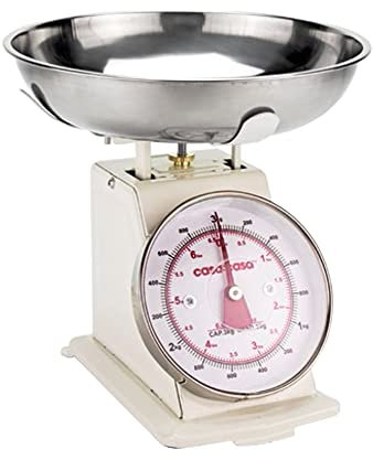 Casa&Casa Mechanical Kitchen Scales, Professional Food Weighing Scale with Traditional Analog Display, Weight kg and lb for Meal Prep, Cooking & Baking, Precise Graduation 1g, Cream