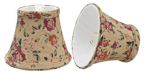 Aspen Creative 30005-2A, Bell Clip-On Chandelier Lamp Shade, Floral Print, 3 Top x 5 Bottom x 4 Slant Height, Set of 2