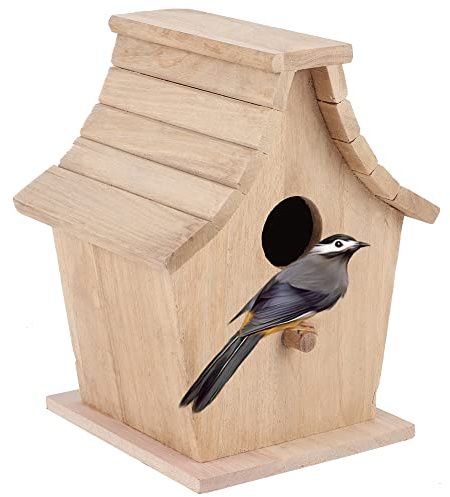 Natudeco-casa de pájaros, caja de cría de pájaros, jaula de nidos de pájaros de madera, caja de cría colgante, adornos de casa de pájaros para paloma, gorrión, colibrí, jardín