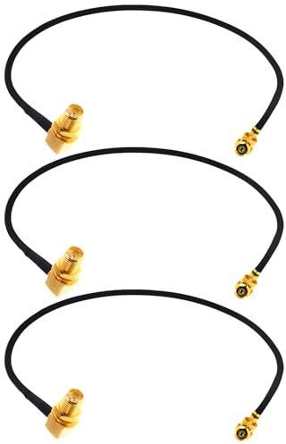 Fohevers 3-paket U.FL IPX IPEXzu SMA uttag fyra hål fläns bulkhuvud koaxialkabel 1,13 mm IPEX-antenn förlängning 15 cm (6 tum) för WiFi-router