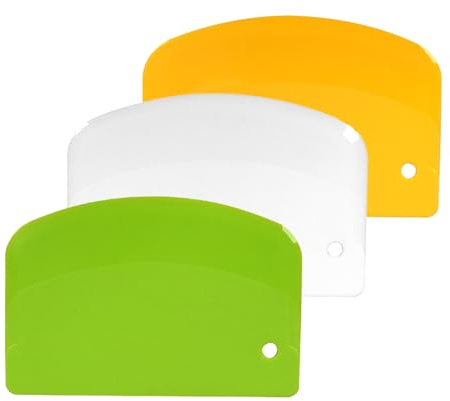 3 Pezzi Tarocco per Impasti Spatola Pizza, 13.5x9.2cm Tagliapasta in Plastica Raschietto da Banco Spatola per Pizza Dolci, Verde Giallo Bianco