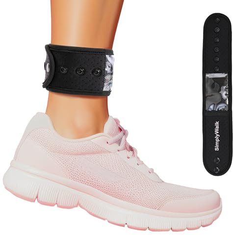 SimplyWalk Ankle Band(Size Medium) for Large Fitness Pedometer, (Counter NOT Included) Soft Wear Ankle Band with Transparent Pouch for Step Counter (Pedometer Not Included) (Black)
