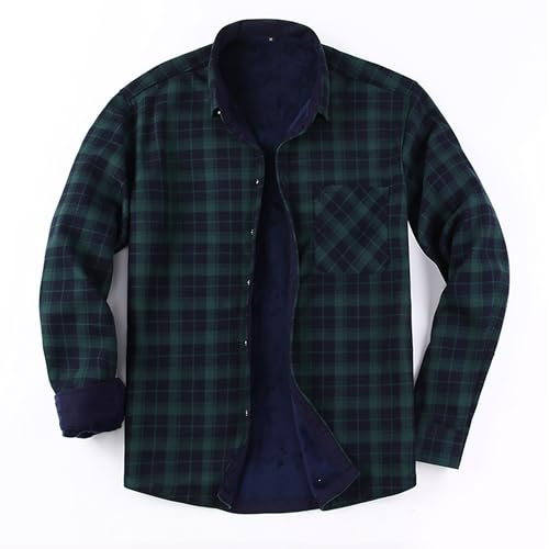 MakingDa Camisa de franela a cuadros para hombre con forro polar, manga larga, cálida, ajuste regular, informal, acolchada, estilo leñador, XXL
