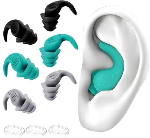 3 Pairs Swimming Ear Plugs for Adults and Kids,Waterproof Silicone Ear Plugs, Non-Slip and Reusable Earplugs for Swimming, Showering, Surfing, Water Skiing