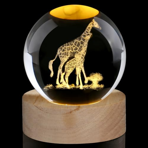 AWARDSEN Boule de cristal en forme de girafe - Cadeaux pour femme - Ornements d'animaux en verre - Presse-papier - Cadeau pour femme et enseignante