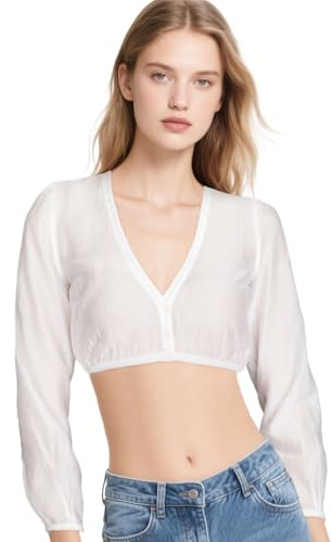 FUIPVGI Blouse Dirndl Femme Chemise Blanche Femme Style Traditionnel, Chemisier Transparent Chemisier Traditionnel, Dirndl Col en V, Parfait pour Oktoberfest (blanc)