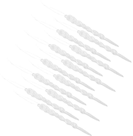 RORPOIR Decoración Colgante De Carámbanos De Navidad 13 Cm, Material Plástico Transparente Brillo Blanco, Simulación Realista, para Árbol, Ventana y Puerta, Set De 12 Unidades DIY