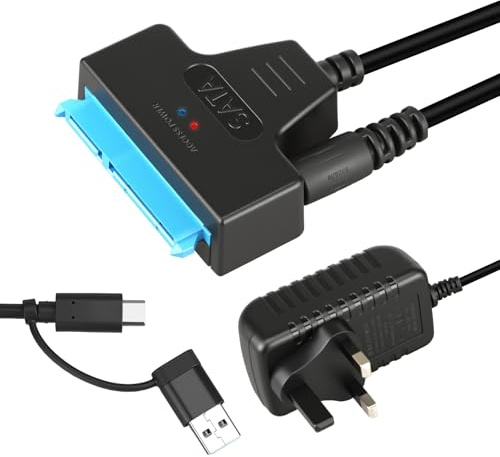 Lumitrex USB 3.0 to SATA Hard Drive Adapter, USB C to SATA Cable with 12V/2A Power Supply for 3.5 HDD & 2.5 HDD/SSD, High-Speed Data Transfer Hard Drive Reader