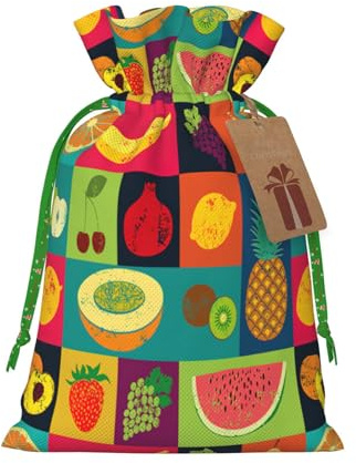 Bolsas de regalo de Navidad con estampado de frutas de estilo artístico, saco festivo de Navidad, fiesta de cumpleaños, embalaje de regalo