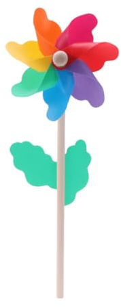 ifundom 10 pièces Moulin à Vent Bois Coloré Décoration de Jardin et Fête Accessoires Photo Cartoon pour Garçon Fille Ornements Extérieurs pour Crèche Cour et Terrasse