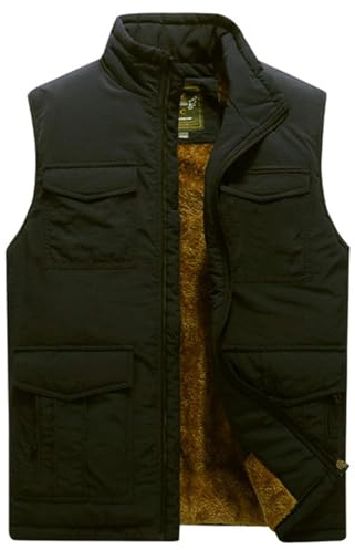 Vcansion Men's Winter Warm Puffer Vest Quilted Padded Sleeveless Jacket Black US XL/Asian 5XL