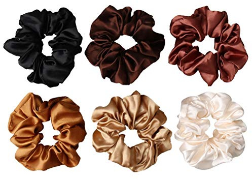 6 Pieces Hair Scrunchies, Satin Elastic Soft Hair Ties Scrunchy Hair Bands for Girls and Ladies
