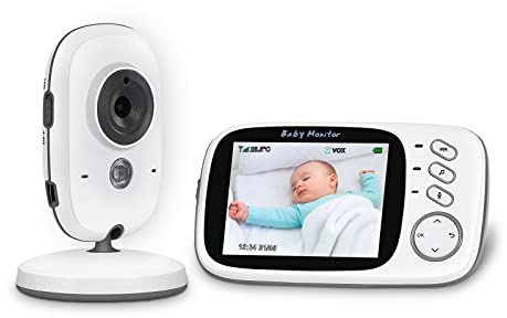 MYPIN Baby Monitor, 3.2 LCD Digital Screen Baby Video Camera with 1000mAh Rechargeable Battery Support VOX Night Vision Temperature Monitor Two-Way Talk