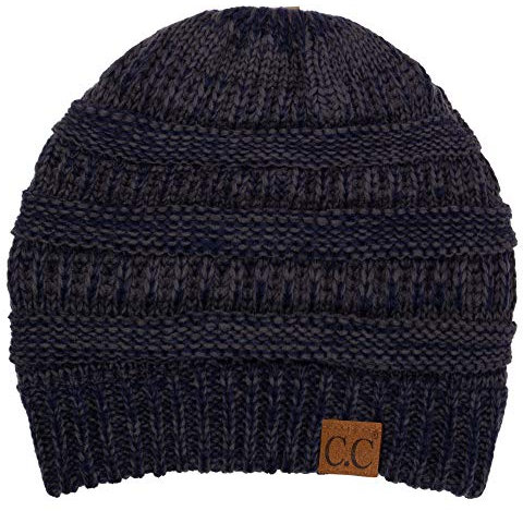 C.C Exclusives Cable Knit Beanie - Thick, Soft & Warm Chunky Beanie Hats (2 Tone Black/Charcoal)
