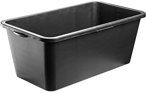 KADAX Bandeja de mortero, bandeja de mortero para construcción, bandeja de cemento cuadrada de plástico, caja de mortero negra, cubo de hormigón estable con asas, bandeja de comedor (60 L)