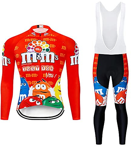 Moxilyn Radtrikot Set Herren Fahrradtrikot, Langarm Set mit 20D-Gel-gepolsterten Langarm Trägerhose Radhose, Atmungsaktiv Elastische Schnell Trocknend Fahrradbekleidung Set für Radfahren MTB, XXL