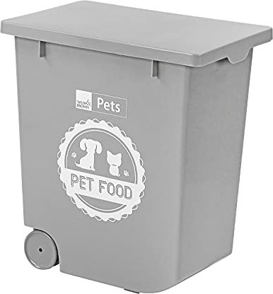 Taylor & Brown 20L/10KG Grey Airtight Pet Food Storage Container Large Flip Top With Wheels Plastic Birds Pet Dog Cat Animal Dry Food Seed Dispenser Bin