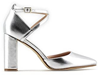 MODELISA - Zapatos De Tacón Ancho Salón PU Hebilla Pulsera Tobillo Fiesta Boda Novia Mujer