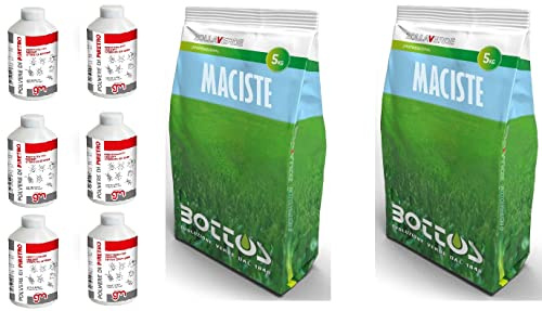Maciste, Sementi per tappeto erboso Bottos, prato resistente alla siccità ideale per zone aride + insetticida PBK GM, salva-semi Antiformiche in Polvere di Piretro (10Kg + 6)